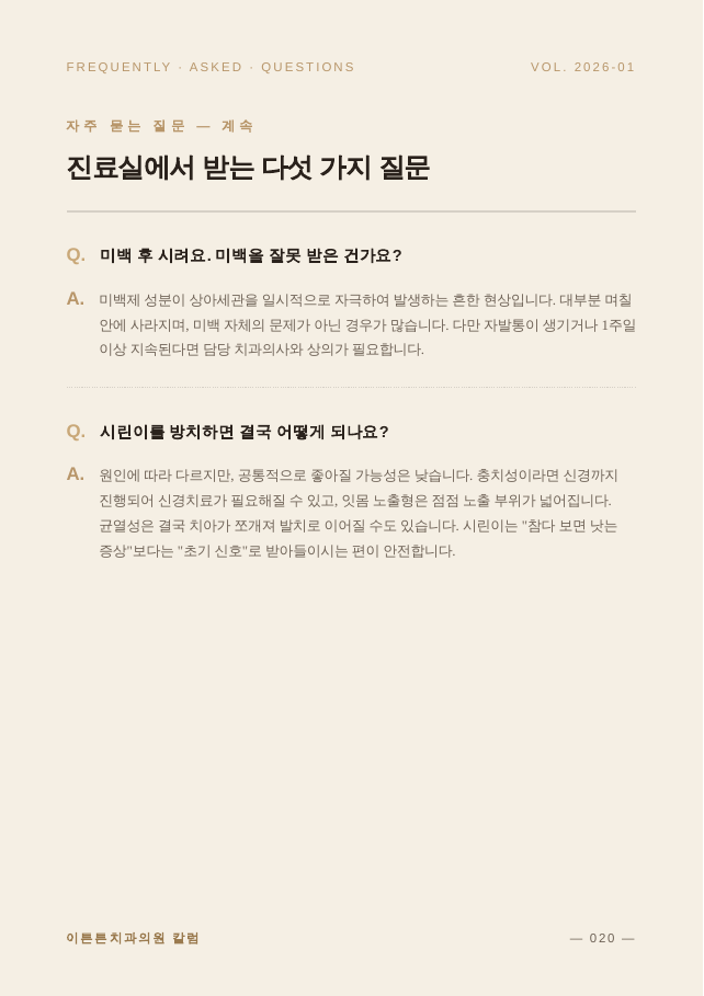 20면 FAQ 계속