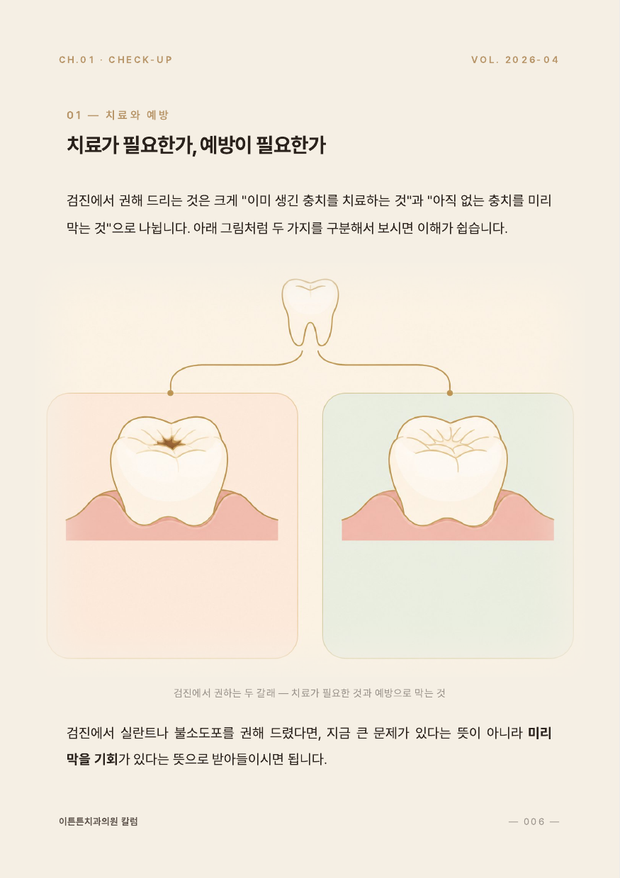 6면 치료와 예방 두 갈래 인포그래픽