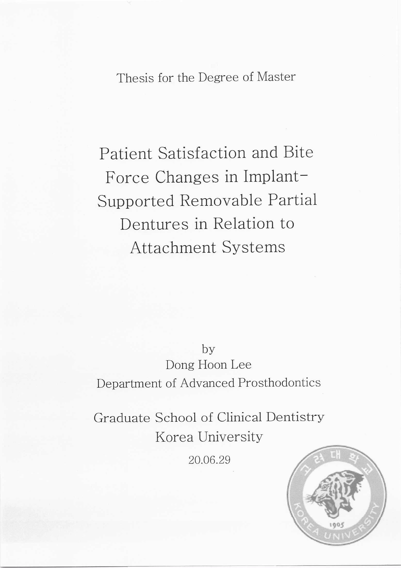 논문 3 — Patient Satisfaction and Bite Force Changes
